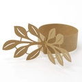 Rond de serviette élégant en papier kraft découpé au laser avec motif de feuilles - Papier kraft