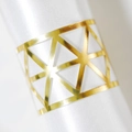 Golden geometric napkin ring with hollow triangle design for luxury dining table decor - Reflective Gold