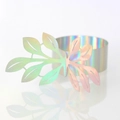 Iridescent laser-cut leaf napkin rings with hollow design for wedding table decor - Iridescent Silver
