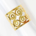 Rond de serviette papillon doré découpé au laser avec motifs en spirale élégants - Or Réfléchissant