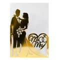 Elegant gold hollow laser-cut Mr & Mrs wedding invitation card with bride and groom silhouette - Reflective Gold