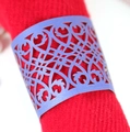 Purple laser cut napkin ring with European scroll pattern for wedding table decor - Sapphire Blue