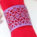 Rond de serviette en papier violet découpé au laser avec motif vintage élégant chic - 50 Pièces / Violet foncé