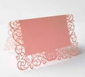 Pink laser-cut lace wedding place card with pearlescent finish and floral design - Pink
