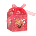 Scatola regalo rossa glitterata con cuore traforato e design LOVE per bomboniere di nozze - Rosso Scintillante