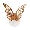 Rond de serviette papillon doré élégant avec motifs floraux découpés au laser sur fond blanc - Or Rose Réfléchissant