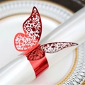 Rond de serviette papillon rouge découpé au laser avec éclat métallique chic - Rouge Vif Réfléchissant