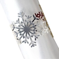 Elegante servilletero de copo de nieve en metal plateado pulido para decoración de mesa - Plata Reflectante