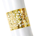 Laser-cut gold paper napkin ring with intricate vine pattern for wedding decor - Reflective Gold
