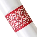 Sparkling red glitter laser-cut napkin ring with ornate vine patterns for table decor - Glitter Red