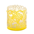 Golden laser-cut hollow candle holder with maple leaf patterns and LED candle - Reflective Gold