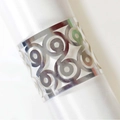 Rond de serviette argenté ajouré avec motif en spirale pour décoration de mariage - Argent Réfléchissant