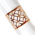 Rond de serviette élégant en or rose avec motif géométrique sur satin blanc - Or Rose Réfléchissant