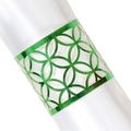 Rond de serviette vert moderne découpé au laser sur une serviette en satin blanc - Vert Réfléchissant