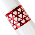 Elegant red hollow heart napkin ring holder for festive table wedding decoration - Reflective Bright Red