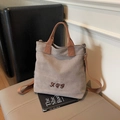 Sac fourre-tout en toile kaki avec broderie XOG et bandoulière réglable chic - gris foncé