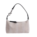 Borsa a tracolla intrecciata beige con cinturino in pelle nera e fibbia in argento - Bianco Riso (Senza Ciondolo)