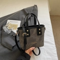 Sac seau vintage en toile avec garniture en cuir noir et logo doré élégant - Sans pendentif / Noir
