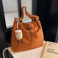 Sac fourre-tout en nylon orange caramel avec cordon et breloque tasse à café - Orange Avec Pendentif