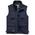 Men's outdoor functional dark blue quick-dry fishing vest with pockets and mesh lining - M / Dark Blue
