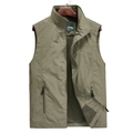 Herren Outdoor Weste in Olivgrün, schnelltrocknend mit Taschen und Stehkragen - M / Khaki