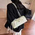 Sac à bandoulière à carreaux vert et blanc avec dentelle et grand nœud élégant - Vert