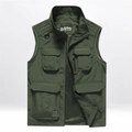 Gilet de pêche extérieur pour hommes, séchage rapide avec poches multiples et maille - M / Vert Armée