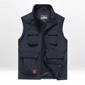 Gilet de pêche extérieur à séchage rapide pour hommes avec poches et doublure en mesh - M / Bleu foncé