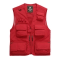 Detail of red tactical vest showing multi-pocket design and breathable mesh lining - 3XL / Red