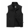 Chaleco deportivo negro para hombre con bolsillos, forro de malla y cuello alto recto - 7XL / Negro
