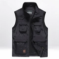 Gilet de pêche extérieur pour hommes à séchage rapide avec poches et doublure filet - M / Noir