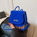 Mini Kleinblaue Satteltasche mit orin Aufdruck handgehalten mit Riemen und Griff - Blau