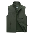Chaleco deportivo de pesca para hombre verde oliva oscuro con forro de malla y bolsillos - M / Verde