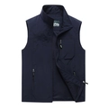 Chaleco de exterior azul oscuro para hombre con bolsillos y forro de malla - M / Azul oscuro