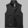 Schwarze Outdoor-Weste mit vielen Taschen, wasserdicht und schnelltrocknend für Herren - 4XL / Schwarz