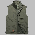 Herren Outdoor-Angelweste in Olivgrün mit vielen Taschen und schnelltrocknendem Netzfutter - 4XL / Armeegrün