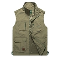 Khakifarbene Outdoor-Angelweste für Herren mit vielen Taschen und Netzfutter - 3XL / Khaki