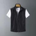 Men's outdoor leisure vest in black featuring a stand collar and full zip closure - 7XL / Casual Black
