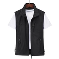 Gilet d'extérieur noir pour homme avec col montant, poches zippées et cordon serrage - M / Noir