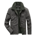 Men's winter heavy canvas jacket with warm fleece lining and American vintage outdoor style - M / Army Green