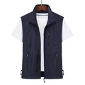 Gilet de sport d'extérieur bleu foncé pour hommes avec col montant et poches zippées - M / Bleu foncé