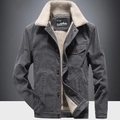 Veste en velours côtelé gris foncé pour homme avec doublure sherpa épaisse pour l'hiver - M / Gris Bleu