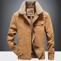 Veste homme en velours côtelé camel avec doublure polaire chaude de style outdoor - M / Khaki