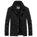 Veste d'hiver décontractée noire pour homme avec col en polaire et quatre poches - M / Noir