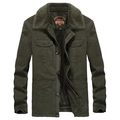 Parka d'hiver homme vert armée avec col en polaire et quatre poches utilitaires - M / Vert Armée