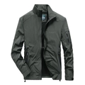 Veste homme coupe-vent à col montant gris anthracite avec poches zippées de sport - M / Vert Armée