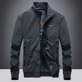 Chaqueta casual gris marengo para hombre con cuello alto y cremallera y estampado - M / gris oscuro