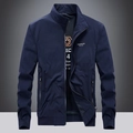 Chaqueta de hombre azul oscuro con cuello alto, estampado Milano y puños acanalados - M / Azul oscuro