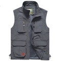 Gilet da pesca grigio scuro da uomo con tasche multiple e fodera in rete traspirante - M / Grigio