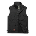 Men's black quick-dry fishing vest with multi-pocket design and breathable mesh lining - M / Black